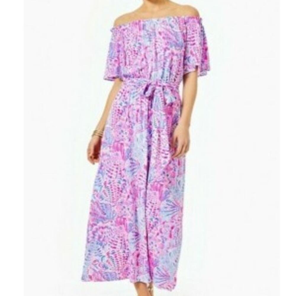 Lilly Pulitzer Moriah Off Shoulder Midi Dress Women's Size X-Small EUC